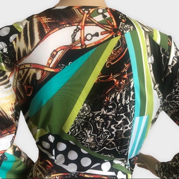 COLORFUL LONG SLEEVE MULTI-PATTERNED DRESS - Picture 7 of 9